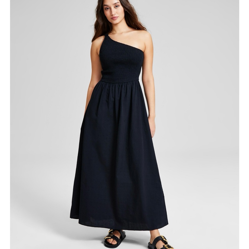 And Now This Women's Cotton One-Shoulder Smocked Maxi Dress size S